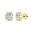 thumbnail image 1 of 10kt Yellow Gold Womens Round Diamond Rounded Square Earrings 1/12 Cttw, 1 of 1
