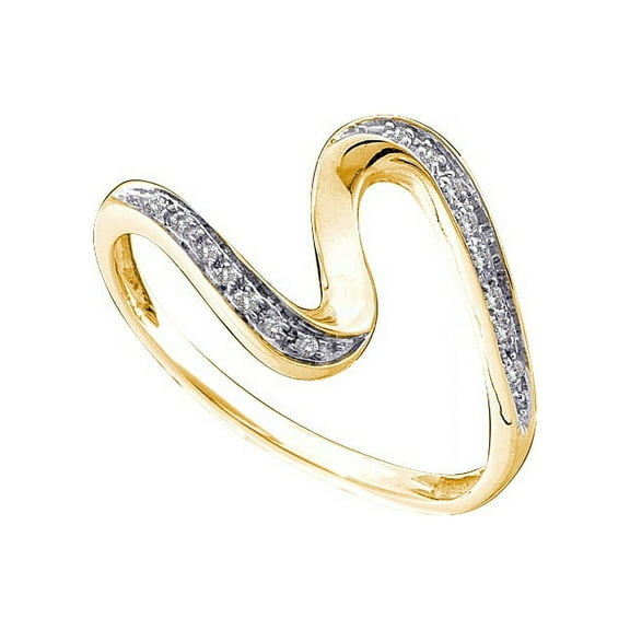 10kt Yellow Gold Womens Round Diamond S Curve Band Ring 1/20 Cttw