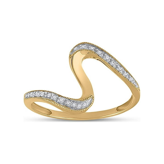 10kt Yellow Gold Womens Round Diamond S Curve Band Ring 1/20 Cttw
