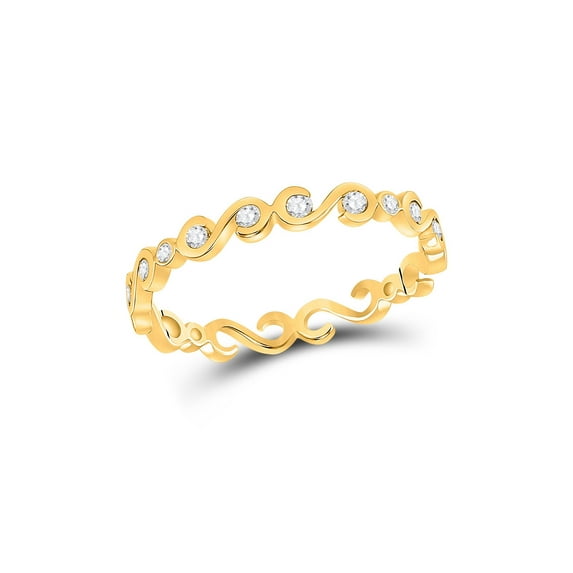 10kt Yellow Gold Womens Round Diamond S-Shape Stackable Band Ring 1/8 Cttw