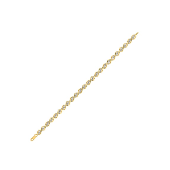 10kt Yellow Gold Womens Round Diamond Single Row Tennis Bracelet 1/5 Cttw