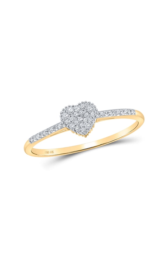 10kt Yellow Gold Womens Round Diamond Slender Heart Ring 1/20 Cttw