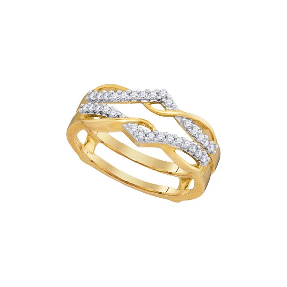 10kt Yellow Gold Womens Round Diamond Solitaire Enhancer Wedding Band 1/4 Cttw