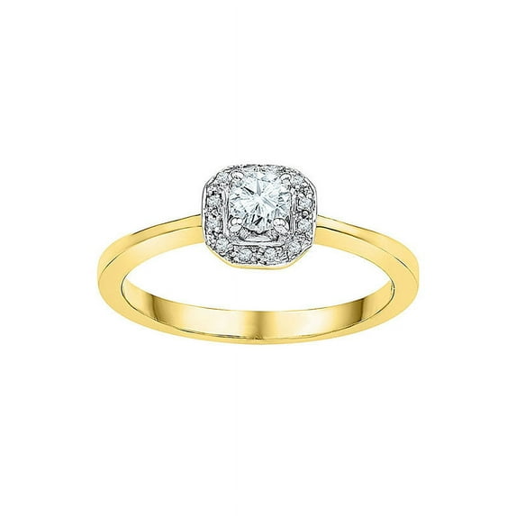 10kt Yellow Gold Womens Round Diamond Solitaire Halo Bridal Wedding Engagement Ring 1/4 Cttw