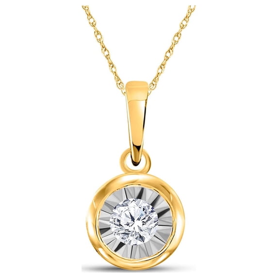 10kt Yellow Gold Womens Round Diamond Solitaire Pendant 1/8 Cttw