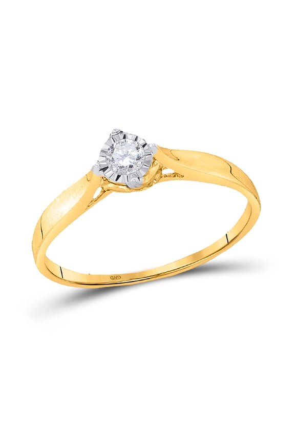 10kt Yellow Gold Womens Round Diamond Solitaire Promise Ring 1/12 Cttw