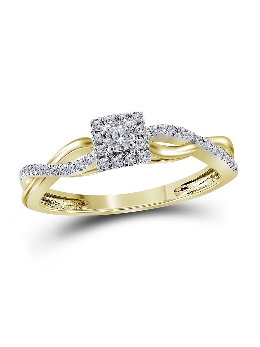 10kt Yellow Gold Womens Round Diamond Solitaire Promise Ring 1/5 Cttw ...