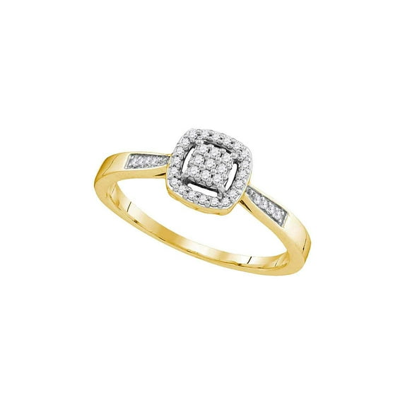 10kt Yellow Gold Womens Round Diamond Square Cluster Ring 1/8 Cttw
