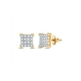 thumbnail image 1 of 10kt Yellow Gold Womens Round Diamond Square Earrings 1/10 Cttw, 1 of 2