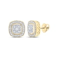 thumbnail image 1 of 10kt Yellow Gold Womens Round Diamond Square Earrings 1/2 Cttw, 1 of 1