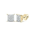 thumbnail image 1 of 10kt Yellow Gold Womens Round Diamond Square Earrings 1/4 Cttw, 1 of 1