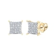 thumbnail image 1 of 10kt Yellow Gold Womens Round Diamond Square Earrings 1/4 Cttw, 1 of 1
