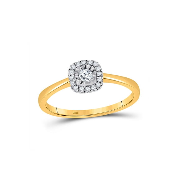 10kt Yellow Gold Womens Round Diamond Square Ring 1/6 Cttw