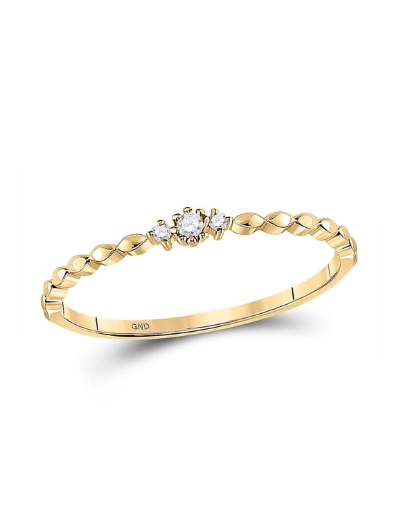 10kt Yellow Gold Womens Round Diamond Stackable Band Ring .03 Cttw