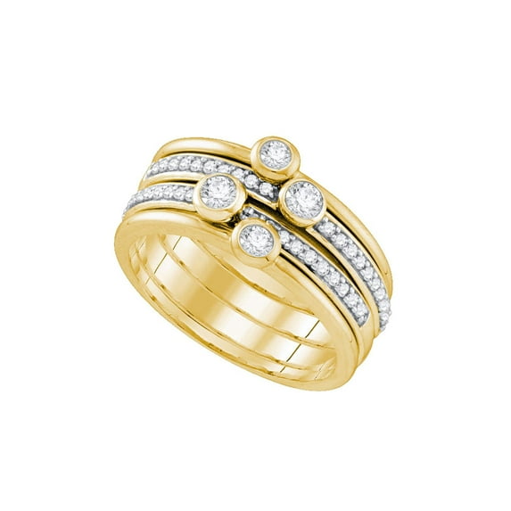 10kt Yellow Gold Womens Round Diamond Stackable Band Ring 1/2 Cttw