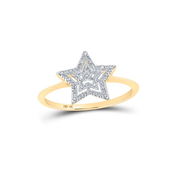 10kt Yellow Gold Womens Round Diamond Star Ring 1/20 Cttw