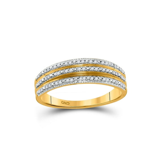 10kt Yellow Gold Womens Round Diamond Striped Band Ring 1/6 Cttw