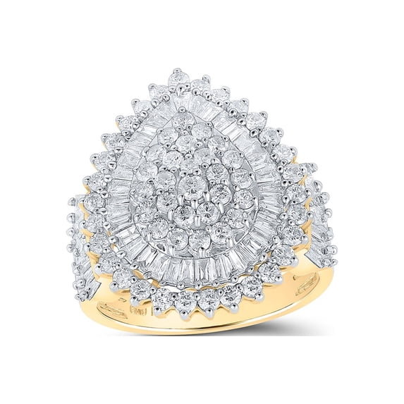 10kt Yellow Gold Womens Round Diamond Tear Cluster Ring 2 Cttw