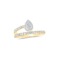 thumbnail image 1 of 10kt Yellow Gold Womens Round Diamond Teardrop Band Ring 3/8 Cttw, 1 of 1
