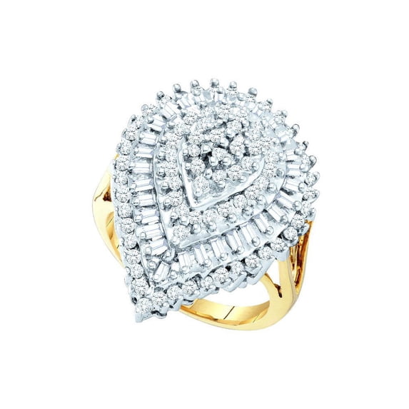 10kt Yellow Gold Womens Round Diamond Teardrop Cluster Ring 7/8 Cttw