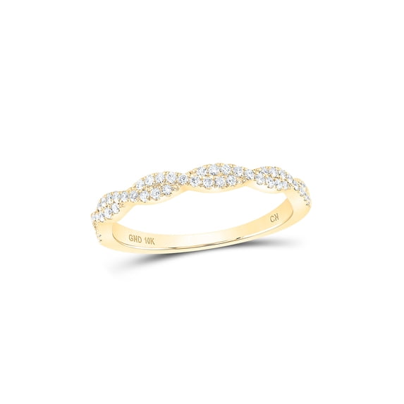 10kt Yellow Gold Womens Round Diamond Twist Stackable Band Ring 1/4 Cttw