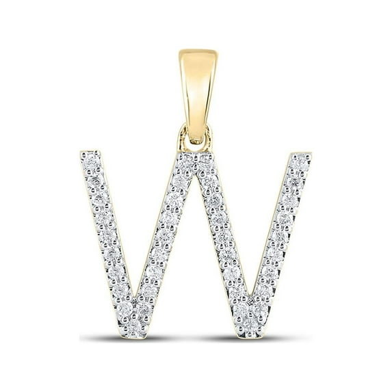 10kt Yellow Gold Womens Round Diamond W Initial Letter Pendant 1/4 Cttw
