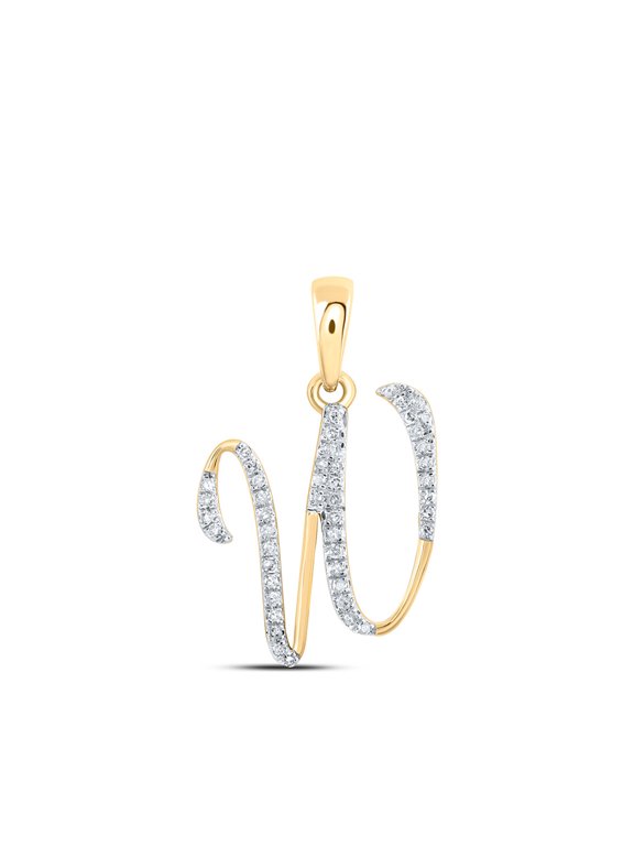 10kt Yellow Gold Womens Round Diamond W Initial Letter Pendant 1/8 Cttw