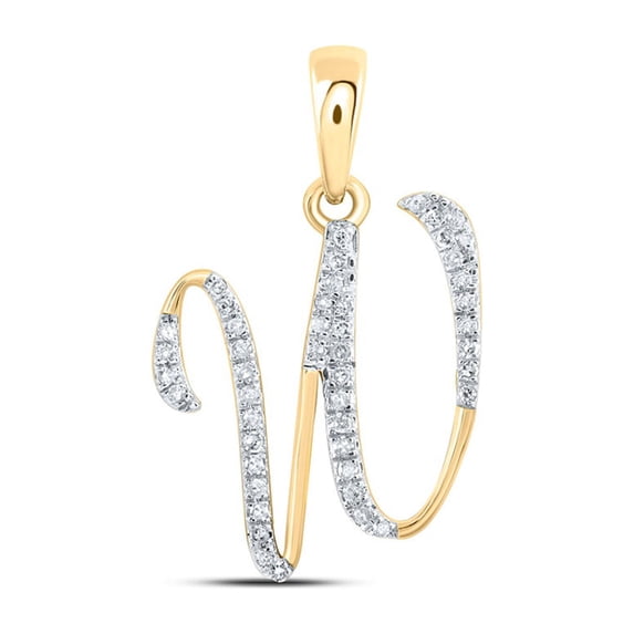 10kt Yellow Gold Womens Round Diamond W Initial Letter Pendant 1/8 Cttw