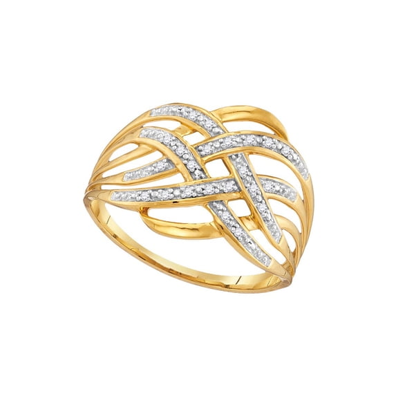 10kt Yellow Gold Womens Round Diamond Woven Cocktail Ring 1/20 Cttw