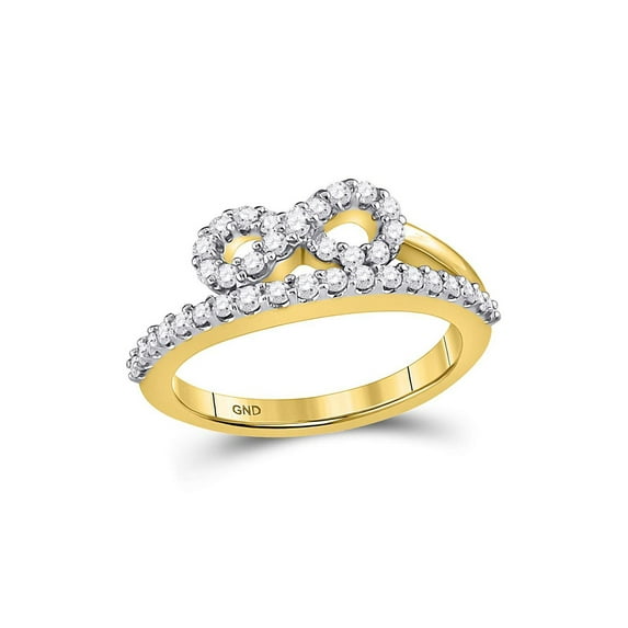 10kt Yellow Gold Womens Round Diamond Woven Infinity Band Ring 1/2 Cttw
