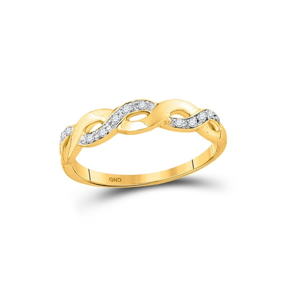 10kt Yellow Gold Womens Round Diamond Woven Twist Band Ring 1/12 Cttw