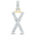 thumbnail image 1 of 10kt Yellow Gold Womens Round Diamond X Initial Letter Pendant 1/12 Cttw, 1 of 1