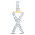 thumbnail image 1 of 10kt Yellow Gold Womens Round Diamond X Initial Letter Pendant 1/12 Cttw, 1 of 1