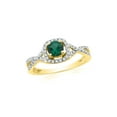 thumbnail image 1 of 10kt Yellow Gold Womens Round Lab-Created Emerald Solitaire Diamond Ring 3/4 Cttw, 1 of 1