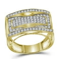 thumbnail image 1 of 10kt Yellow Gold Womens Round Pave-set Diamond Rectangle Cluster Ring 1.00 Cttw, 1 of 1