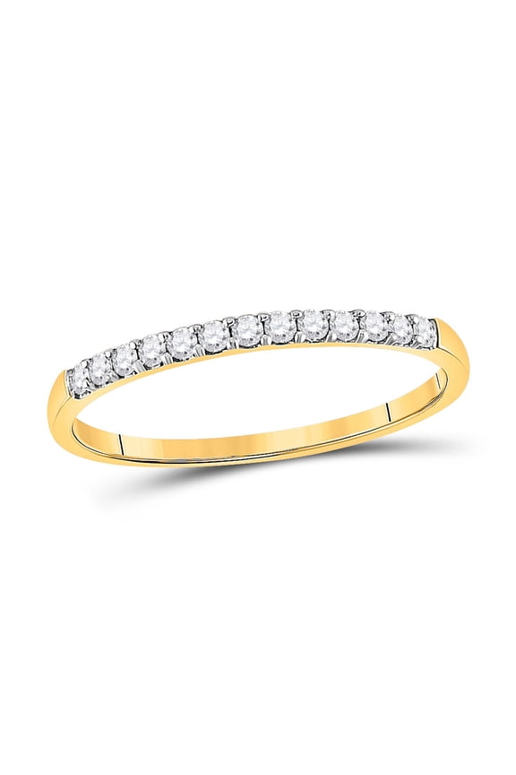 10kt Yellow Gold Womens Round Pave-set Diamond Wedding Band 1/6 Cttw