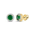 thumbnail image 1 of 10kt Yellow Gold Womens Round Synthetic Emerald Solitaire Stud Earrings 1 Cttw, 1 of 1