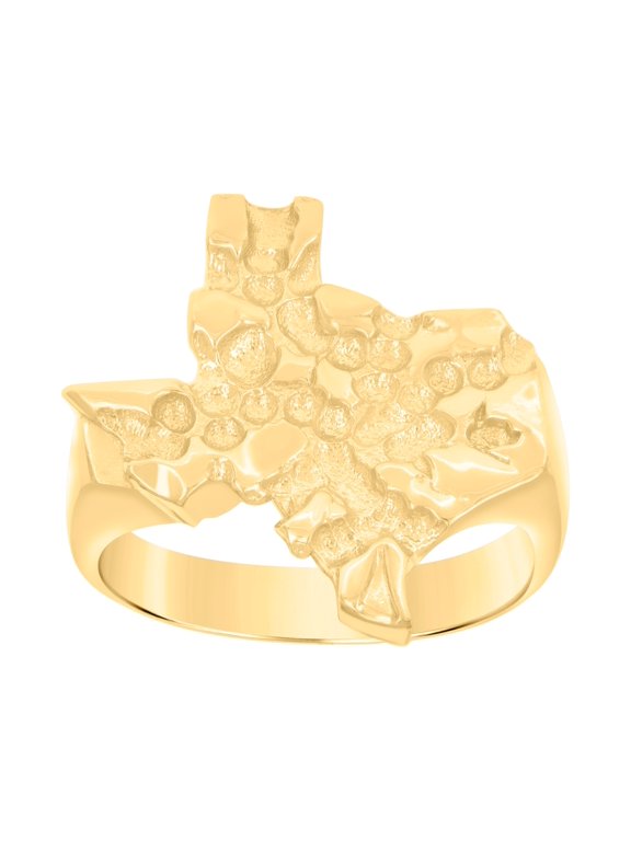 10kt Yellow Gold Womens Textured Nugget Texas American State Globe Maps Bridal Anniversary Engagement Wedding Ring, Womens Size: 7