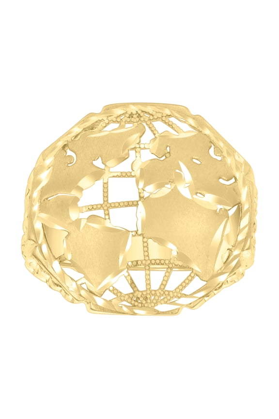 10kt Yellow Gold Womens World Map Globe Maps Bridal Anniversary Engagement Wedding Ring, Womens Size: 7