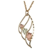 10kt Yellow Gold with 12kt Gold Leaf Accents Wavy Pendant, 18