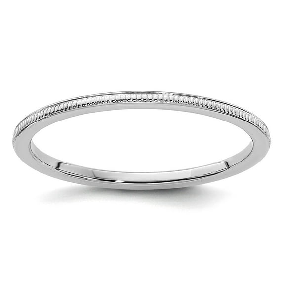 10kw 1.2mm Milgrain Stackable Band Ring Size 7.5 Stackable Ring for Women and Men - 1.0 Grams