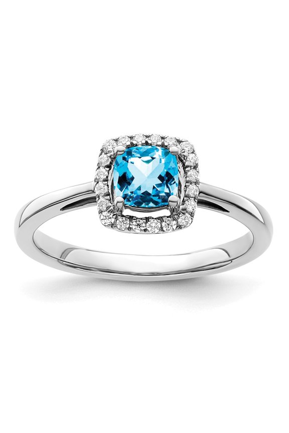 10kw ANT Blue Topaz and Diamond Ring