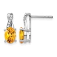 thumbnail image 1 of 10kw Citrine & Diamond Earrings 7x5 Oval Citrine, Rd 10-1.1mm dia, 1 of 4