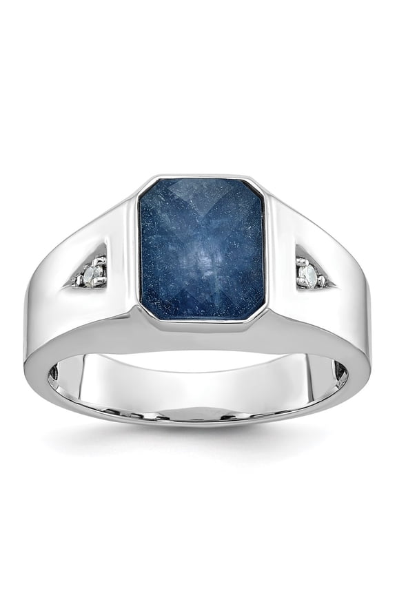10kw IBGoodman Men's Sapphire Doublet Stone and Diamond Complete Ring