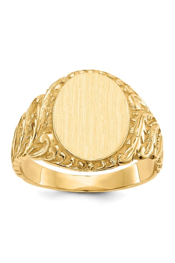 10ky 13.0x10.5mm Closed Back Men's Signet Ring