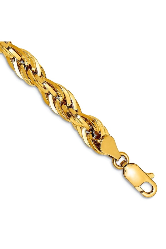 10ky 5.4mm Semi-solid Rope Chain Bracelet 8 Inch Link Bracelet for Women and Men - 3.5 Grams