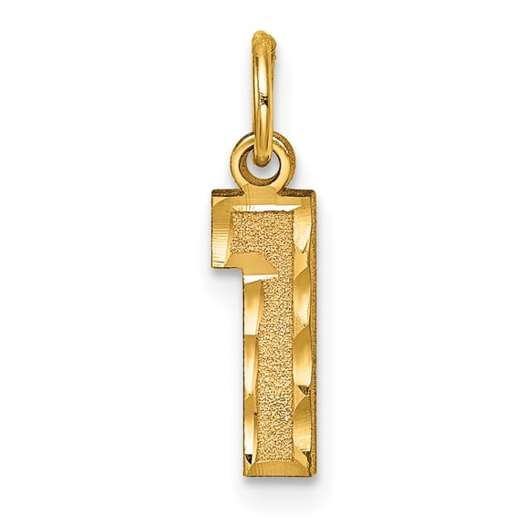 10ky Casted Small Diamond-cut Number 1 Charm