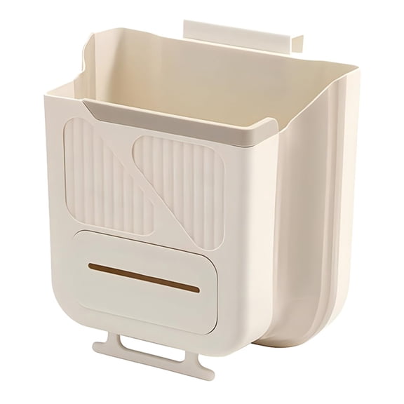 10l Hanging Folding Kitchen Garbage Bin, Large Capacity Compost Trash Can for Cabinet Door, Space-Saving Ivory Kitchen Waste Container for Home Use(DSF)