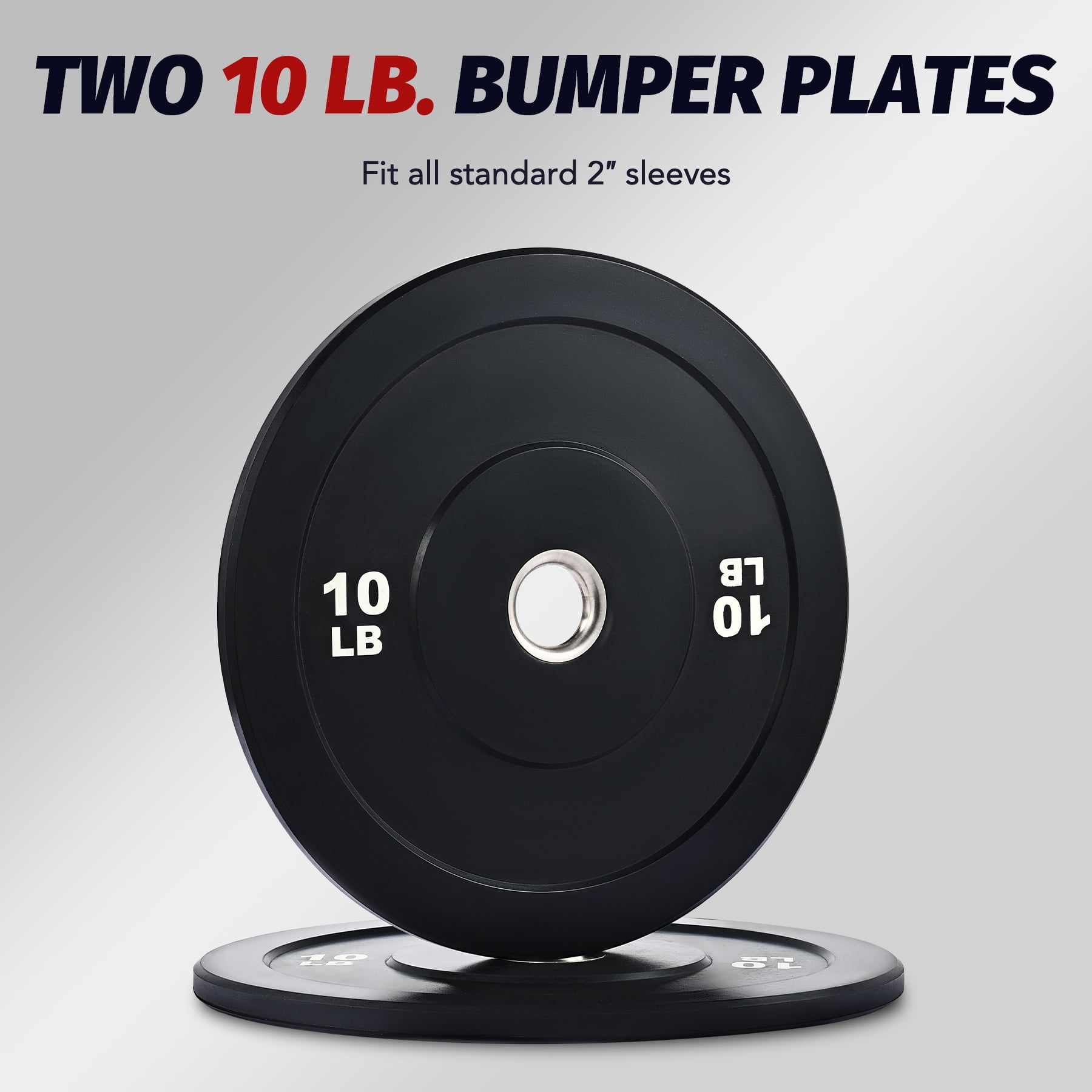 10lb Bumper Plate Set Olympic Weight Plates for 2" Barbells & More Set