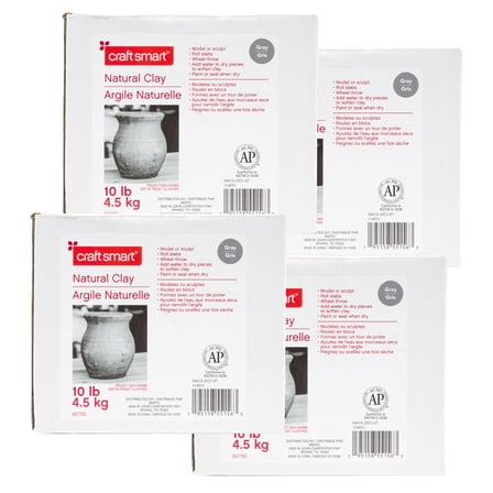 10lb Gray Natural Air-Dry Clay by Craft Smart - Non-Toxic Clay for Hand Modeling - Sculpting - Pottery - Bulk 4 Pack